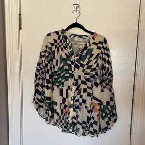 Fate- Black and Green Checkered Blouse- size large